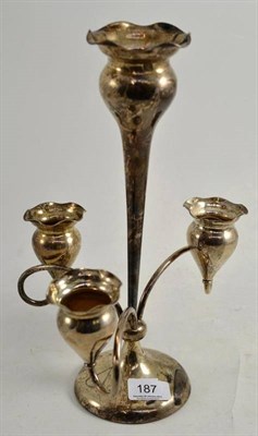 Lot 187 - An Edward VII silver three branch epergne, CC, Chester 1909, 33cm