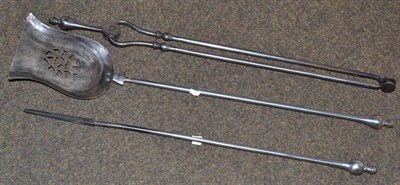 Lot 199 - A set of three steel fire irons