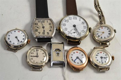 Lot 215 - Four plated wristwatches and four wristwatches with cases stamped '925', including an Elgin example