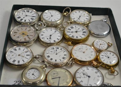 Lot 221 - Twelve plated pocket watches and three fob watches