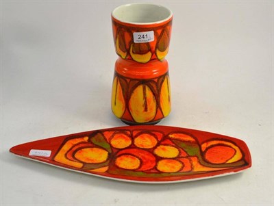 Lot 241 - Poole orange vase and oval dish