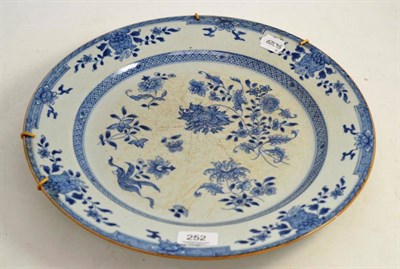 Lot 252 - 18th century Chinese export blue and white plate, 38cm diameter