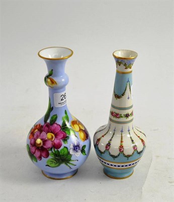 Lot 263 - A 19th century Dresden blue and white floral bottle vase and a Sevres-style vase