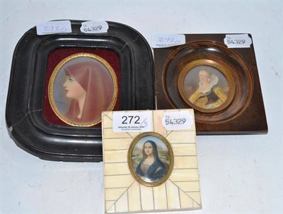 Lot 272 - Three 19th century framed miniatures