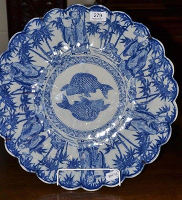 Lot 279 - 19th century Japanese blue and white charger, 42cm diameter