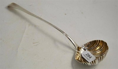 Lot 284 - A George III silver shell soup ladle, London TCWC?, probably 1767