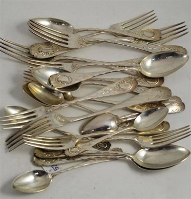 Lot 296 - A collection of assorted Continental silver flatware