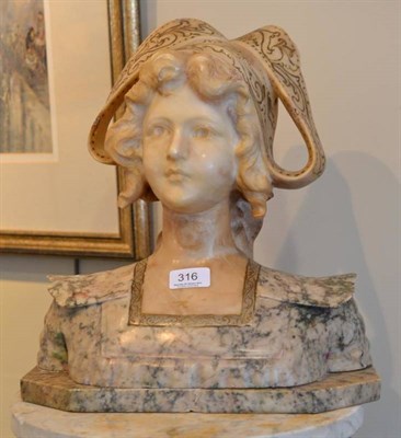 Lot 316 - Alabaster bust of a lady (a.f.)