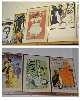Lot 350 - Six reproduction Belle Epoque posters, signed Marcel Marceau poster and Regar oil painting 1959 (8)