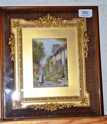 Lot 360 - John H Tyson (Ex 1886-1905) watercolour of girl and cottage