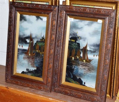 Lot 366 - Two pairs of late Victorian oil paintings and four colour prints (8)