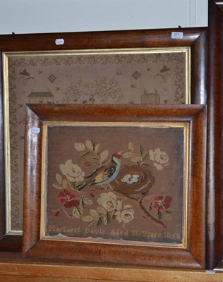 Lot 371 - A rosewood framed sampler dated 1842 and a woolwork picture