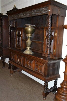 Lot 378 - A Victorian carved oak dresser with superstructure back
