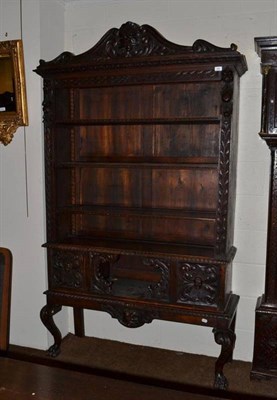 Lot 380 - Flemish carved oak dresser on stand, height 212cm