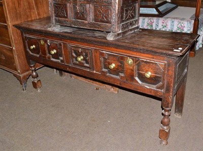 Lot 406 - A late 17th century oak dresser with geometric panelled drawer fronts