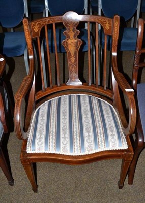 Lot 433 - An Edwardian mahogany boxwood strung and inlaid armchair