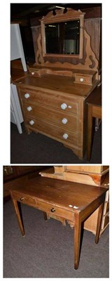 Lot 460 - A Victorian pine two drawer side table and a dressing table