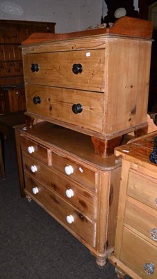 Lot 461 - A Victorian pine three height chest and a similar two height chest