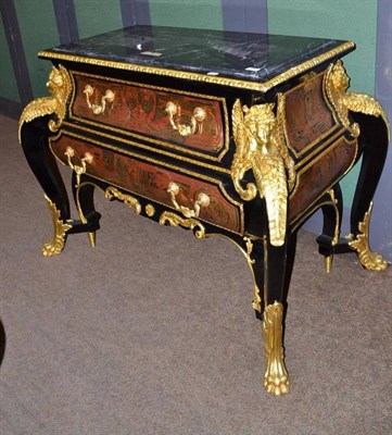 Lot 476 - A reproduction boulle style chest with gilt metal mounts and marble top