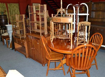 Lot 538 - A quantity of assorted pine furniture including a kitchen table and four chairs, side cabinet,...