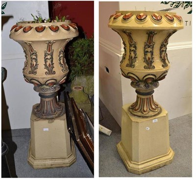 Lot 575 - A pottery urn on stand and another (damaged)