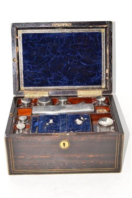 Lot 46 - Coromandel box with silver topped jars