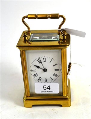 Lot 54 - A brass striking carriage clock, with key