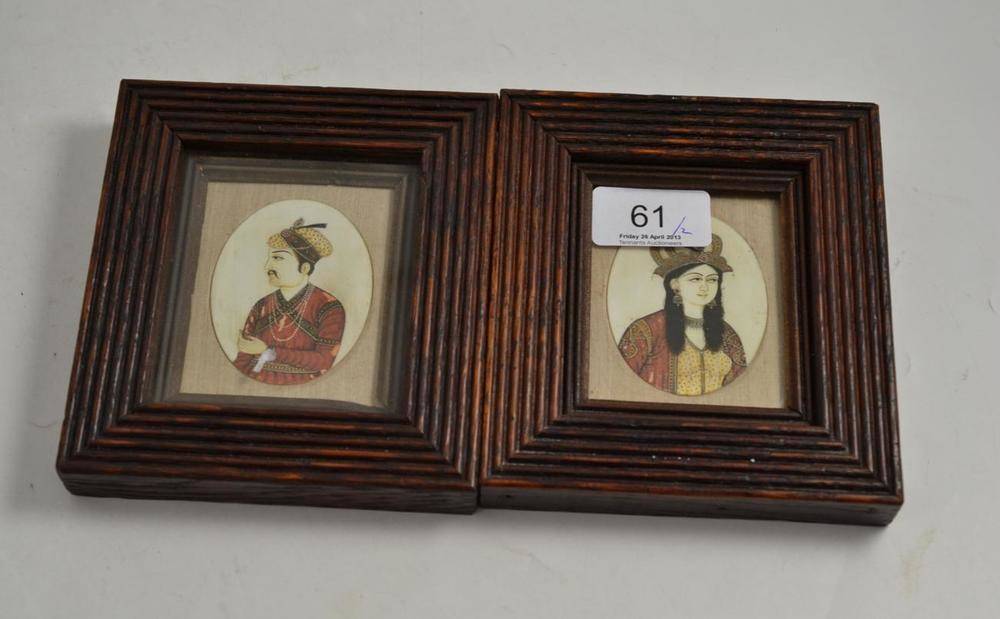 Lot 61 - A pair of Indian miniature portraits on ivory