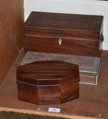 Lot 84 - A George III mahogany caddy, another and an Indian box