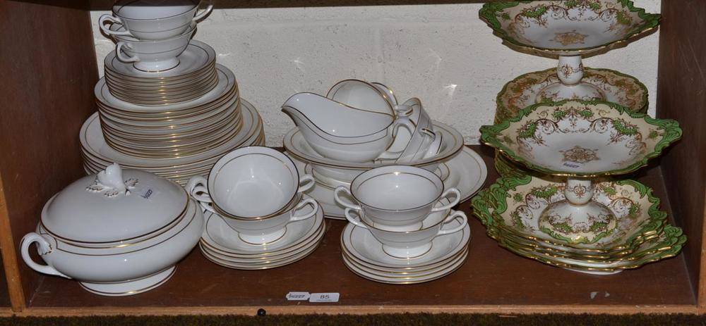 Lot 85 - A Royal Worcester Contessa pattern white and gilt part dinner service and a Coalport green and gilt