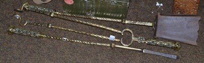 Lot 95 - Set of three brass fire irons