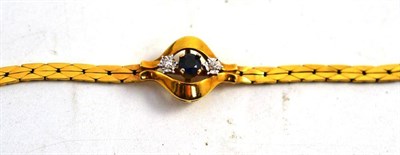 Lot 105 - A 9ct gold sapphire and diamond bracelet