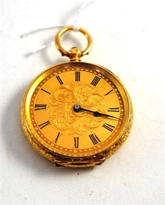 Lot 107 - A lady's fob watch stamped '18k'