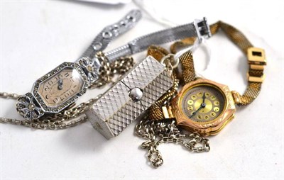 Lot 111 - A lady's wristwatch stamped '375', pendant watch and another lady's wristwatch stamped '925' (3)