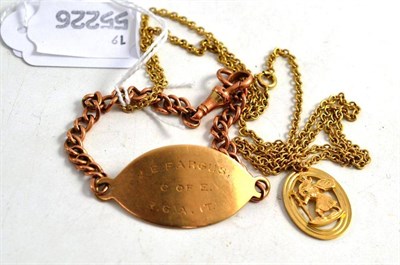 Lot 115 - A 9ct gold pendant on chain and a curb link identity bracelet