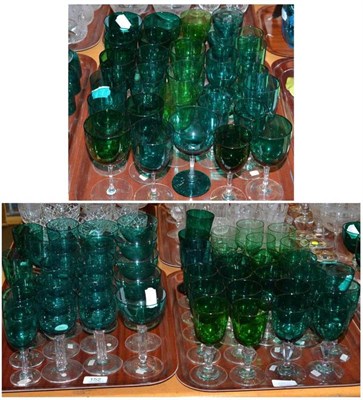 Lot 152 - Three trays of emerald green glass wine glasses