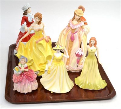 Lot 156 - A tray of seven Royal Doulton figures including Cissie and Pretty Ladies