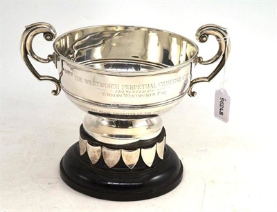 Lot 170 - Silver twin-handled trophy cup on stand