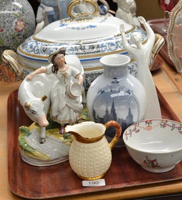 Lot 190 - A Royal Copenhagen vase, Newhall bowl, Grainger jug, Doulton figure 'Awakening', cow group and...