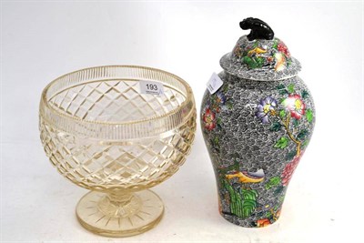 Lot 193 - A Copeland vase and cover and a cut glass footed bowl