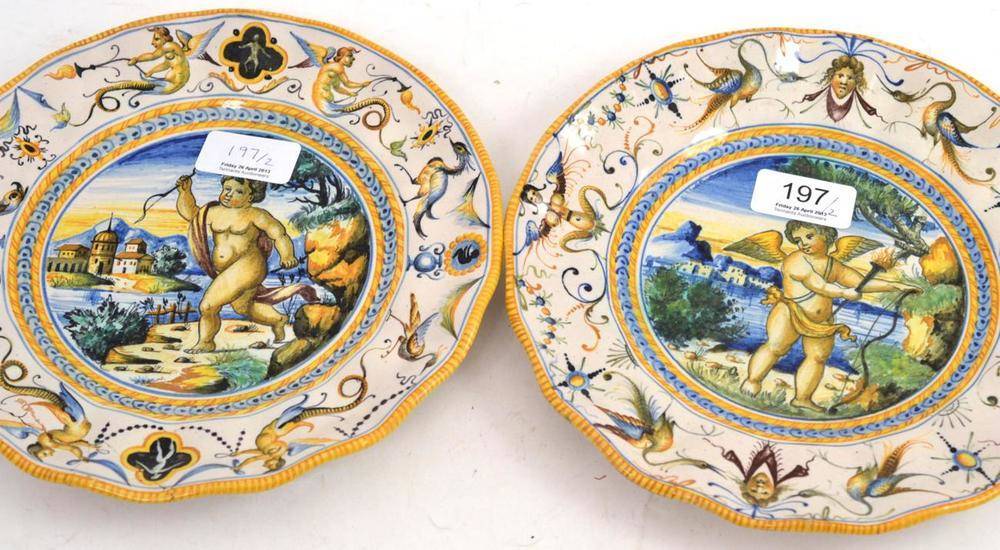 Lot 197 - A pair of Cantegalli majolica dishes (one a.f.)