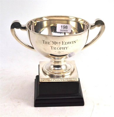 Lot 198 - A silver trophy cup and wood stand