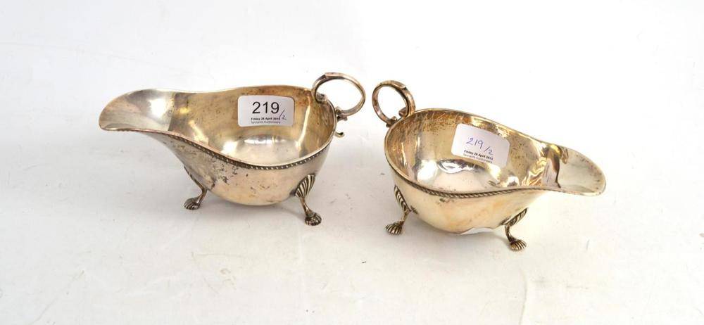 Lot 219 - Pair of silver sauce boats