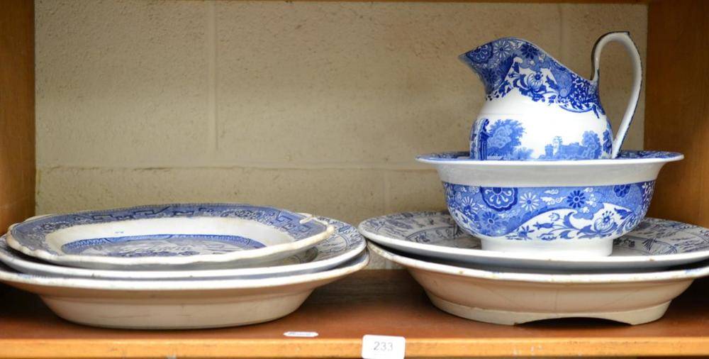Lot 233 - A Copeland Spode Italian pattern blue and white bowl and five various blue and white dishes