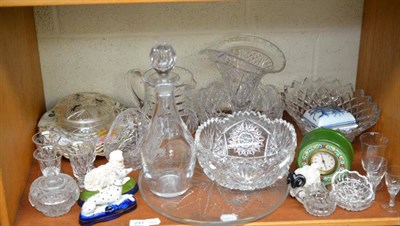 Lot 241 - A collection of cut crystal and glass including two bowls, dressing table items, Staffordshire...