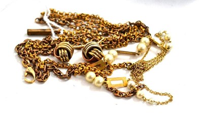 Lot 268 - Three chains and a pair of knot earrings