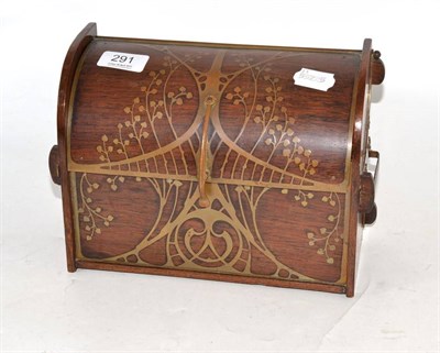 Lot 291 - An Art Nouveau copper inlaid rosewood stationery casket