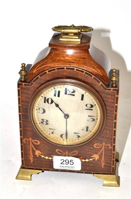 Lot 295 - A small Edwardian inlaid mahogany mantel clock