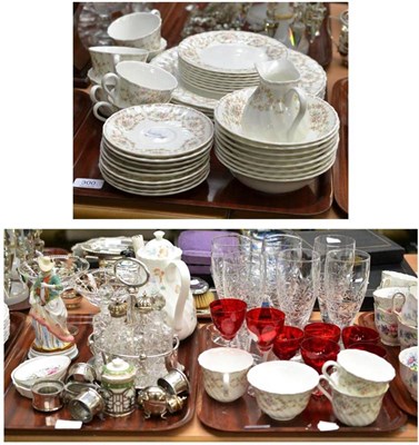 Lot 300 - A quantity of Wedgwood 'Ophelia' china, glass, silver and plate (on three trays)