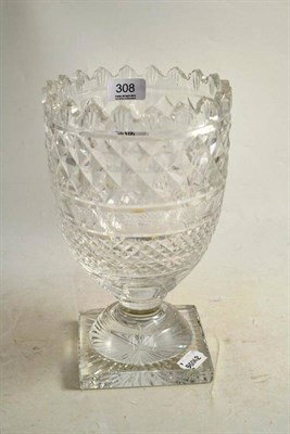 Lot 308 - Cut glass vase on square base